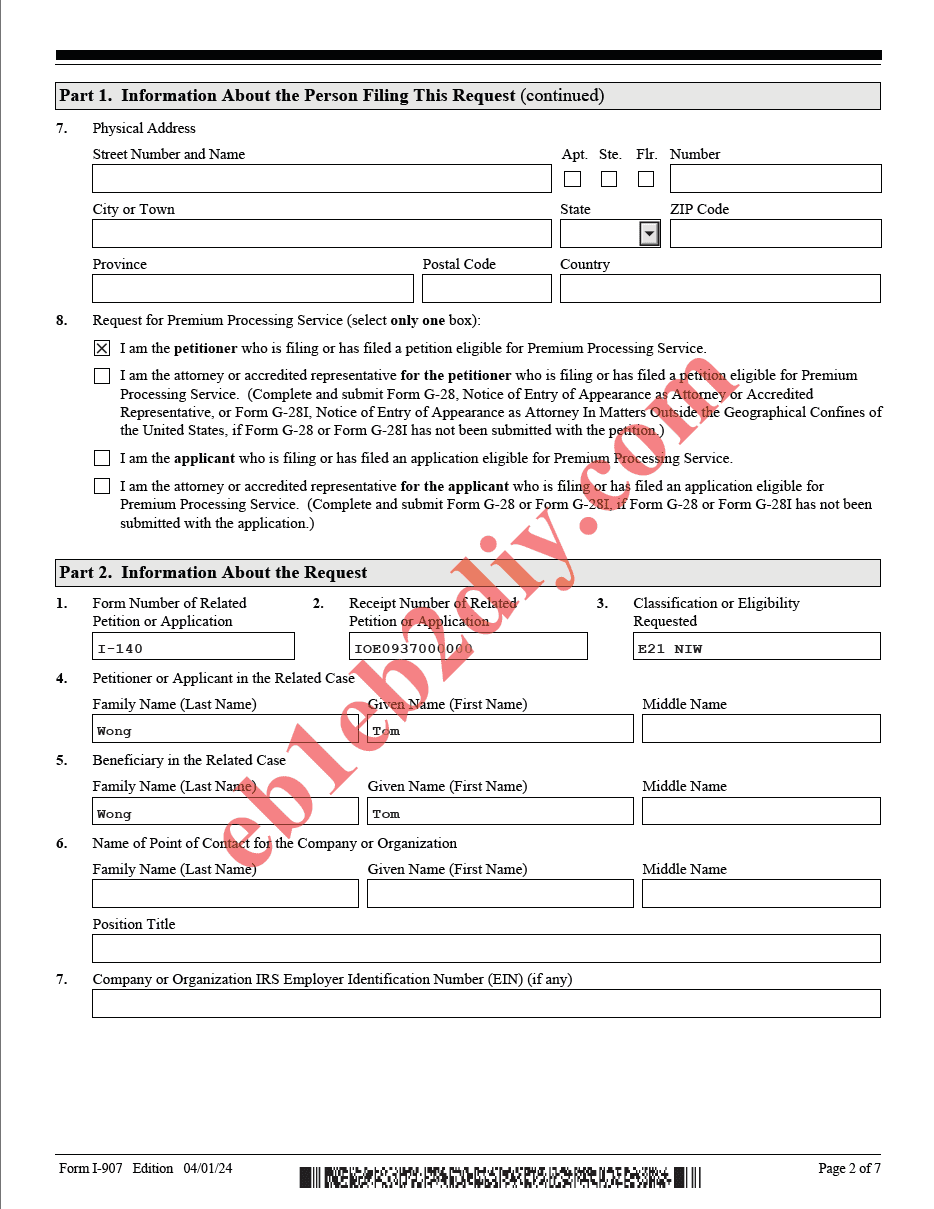 Page 2 of Filled Sample I-907